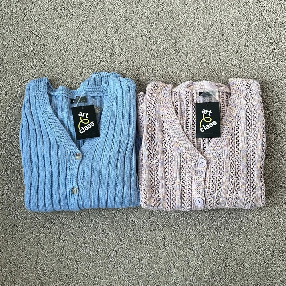 Art Class Cardigan Bundle V-Neck Pointelle Sweater Set Girl XXL (16/18) NW